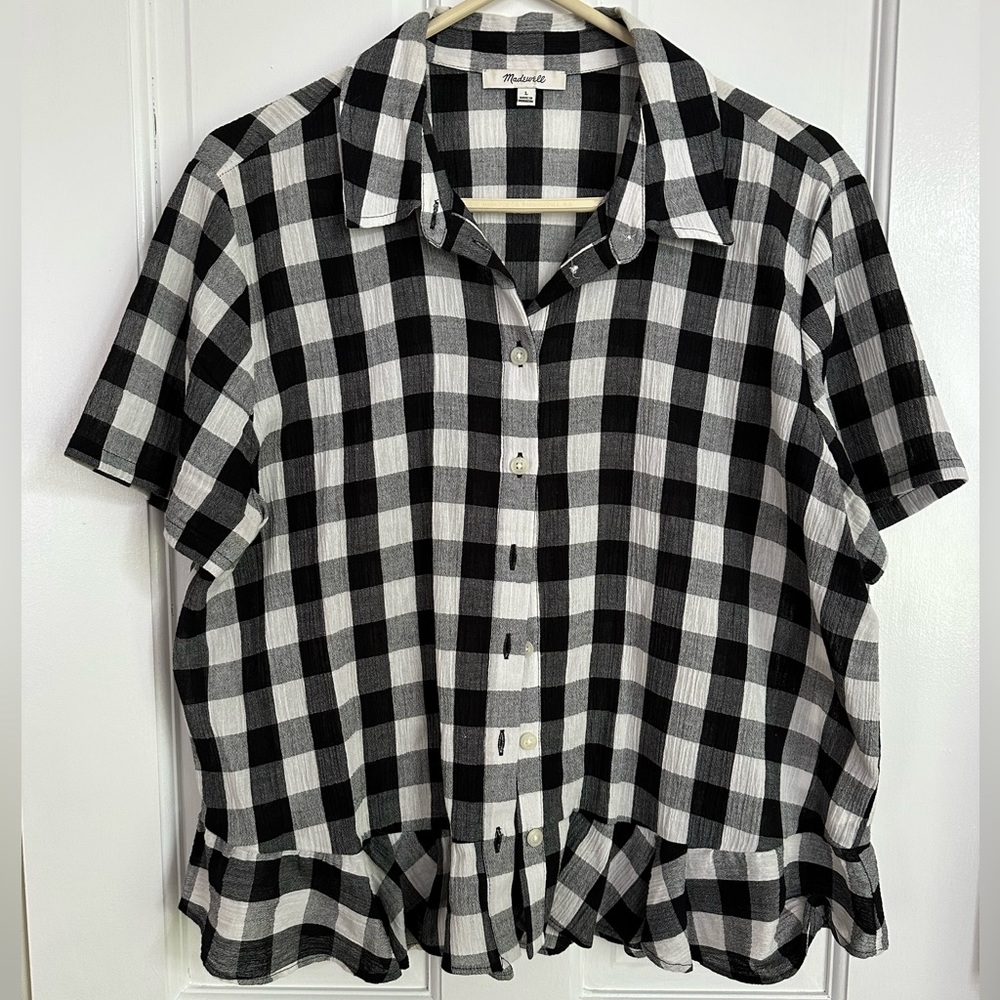 Madewell black and white button down blouse